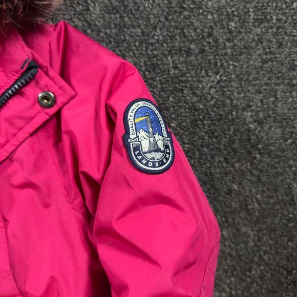 Lands’ End Heavy Winter Parka Women L Pink Faux Fur Hood Sherpa Lined Jacket - Picture 3 of 6